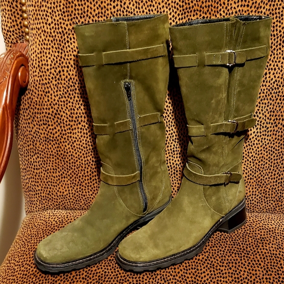 Olive Green Sueded Leather, AQUATALIA Boots - Picture 2 of 8